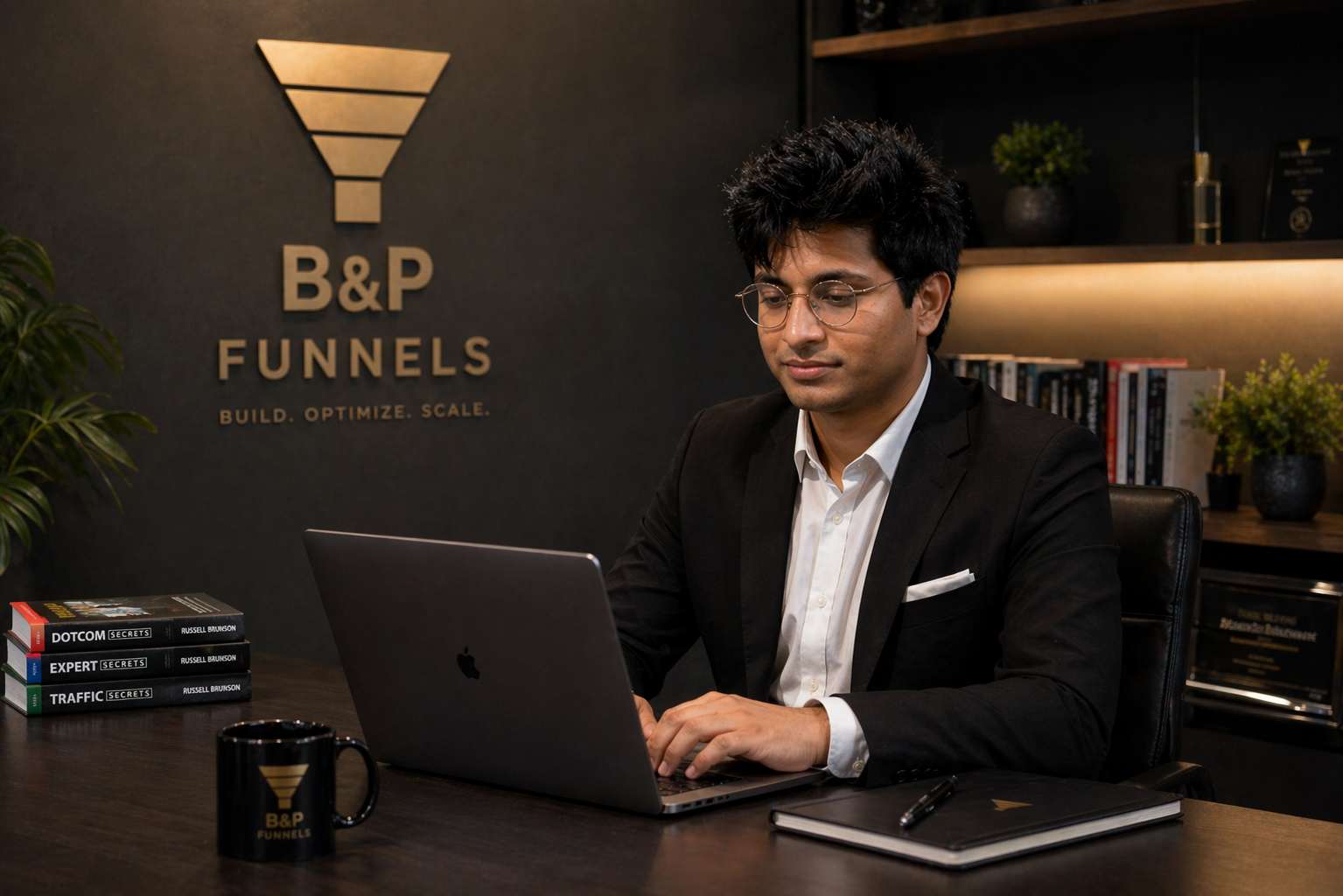 Rehan M. at his desk — B&P Funnels