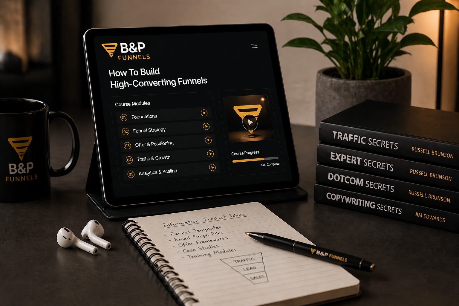 B&P Funnels course stack — checkout offers visualized